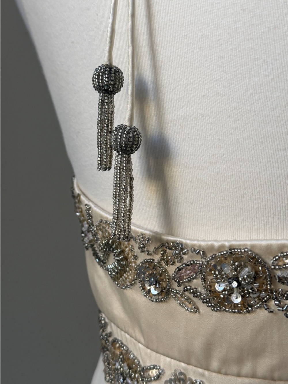 Sue Wong Ivory Halter Embellished Empire Waist Dress - Picture 7 of 12